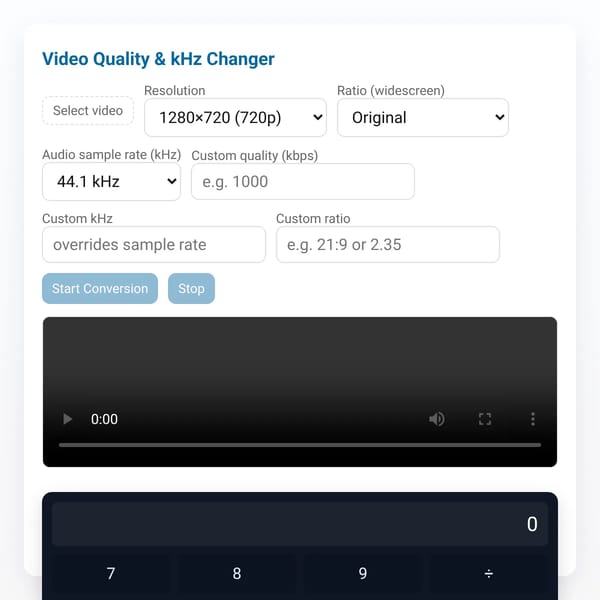 Video Quality & kHz Changer