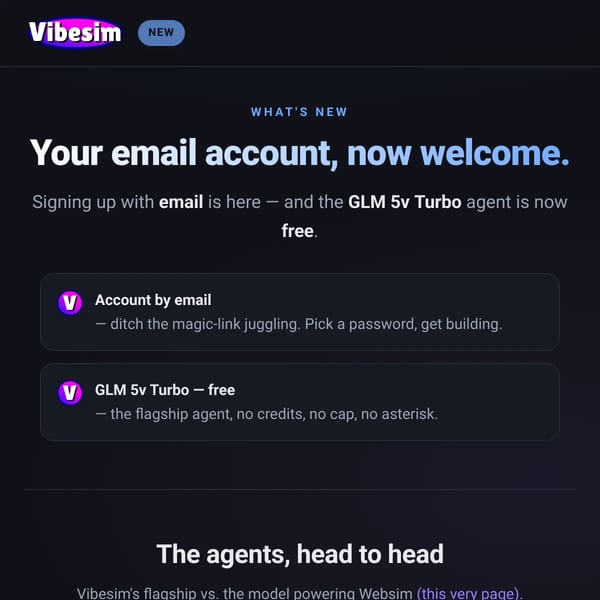Vibesim Update