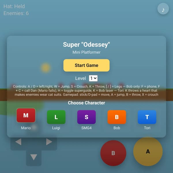 Mario platformer by @axdnphonk but mobile/android version