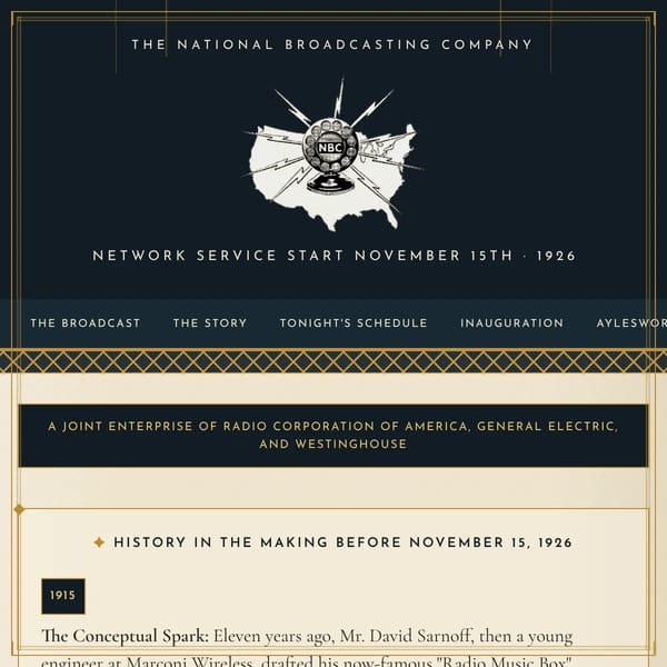 NBC Website but in 1926