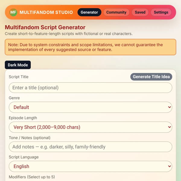 Multifandom Script Generator
