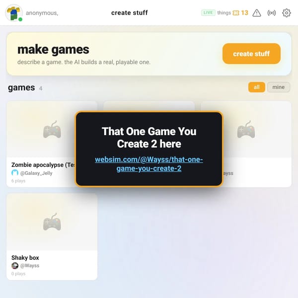 That One Game You Create