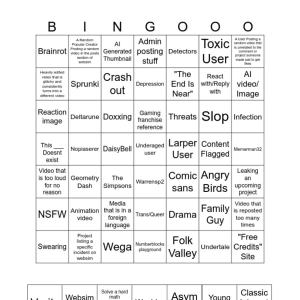 Websim Bingo