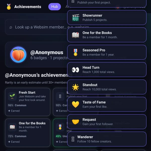 Websim Achievements API