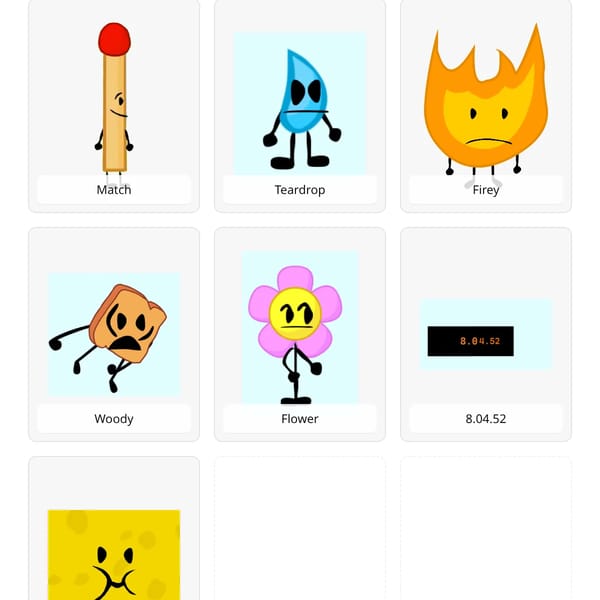 BFDI Character Gallery