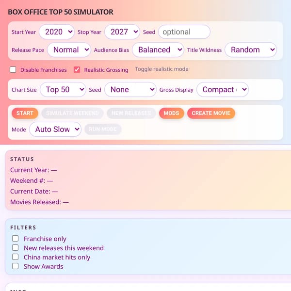 Box Office Top 50 Simulator