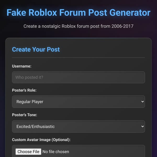 Roblox Forum Post Generator