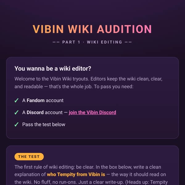 Vibin Wiki Audition PART 1