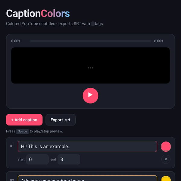Caption Colors