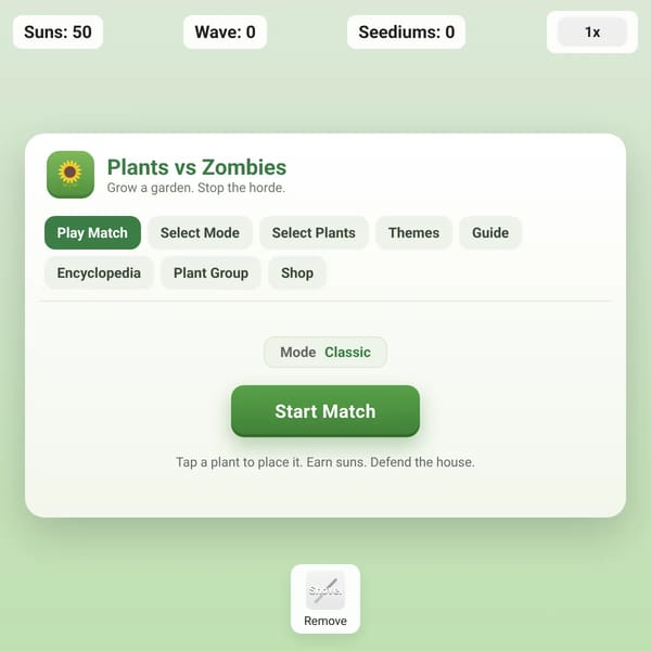 Plants vs Zombies — Websim