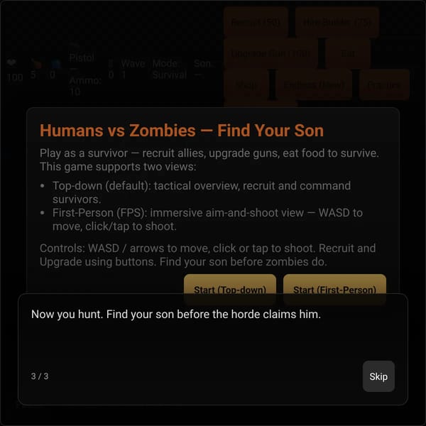 Humans vs Zombies — Find Your Son
