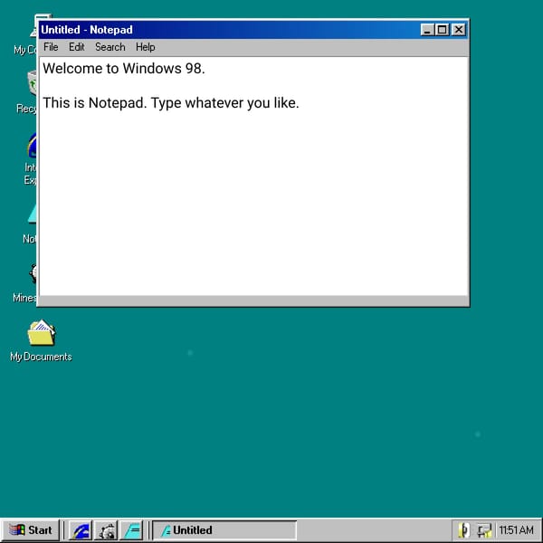 Windows 98 using 98.css
