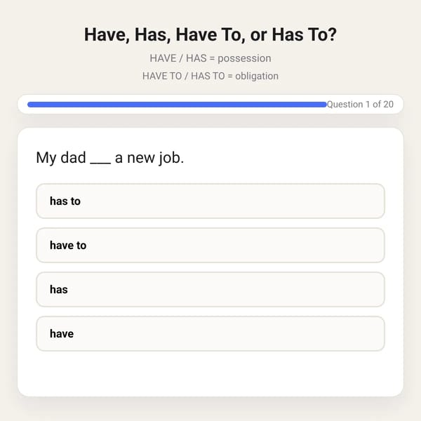 Have, Has, Have To, or Has