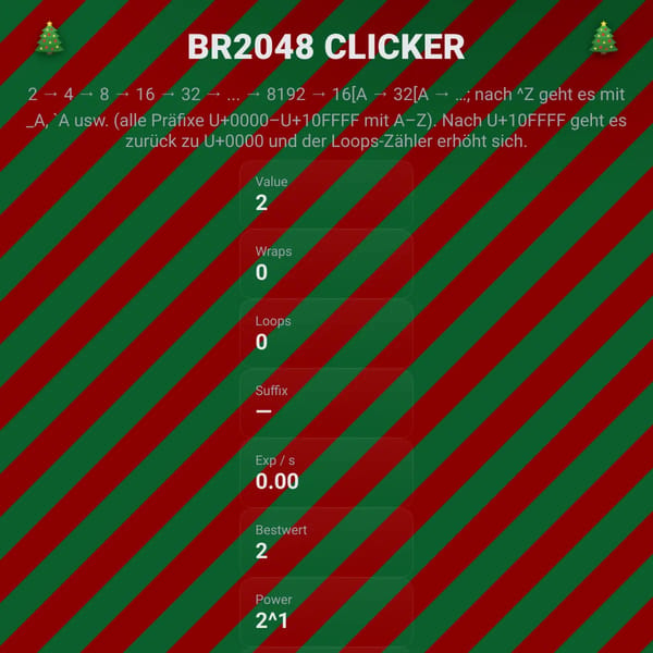 BR2048 CLICKER — Powers of 2 with Alphabet Suffix
