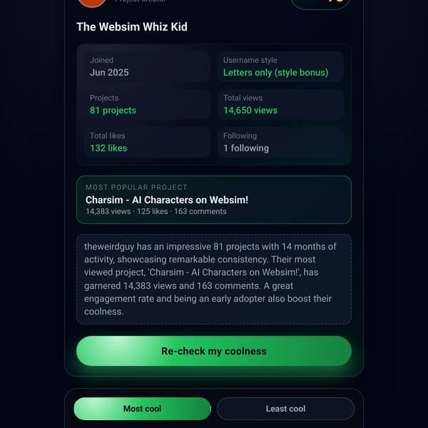 User Coolness Analyzer