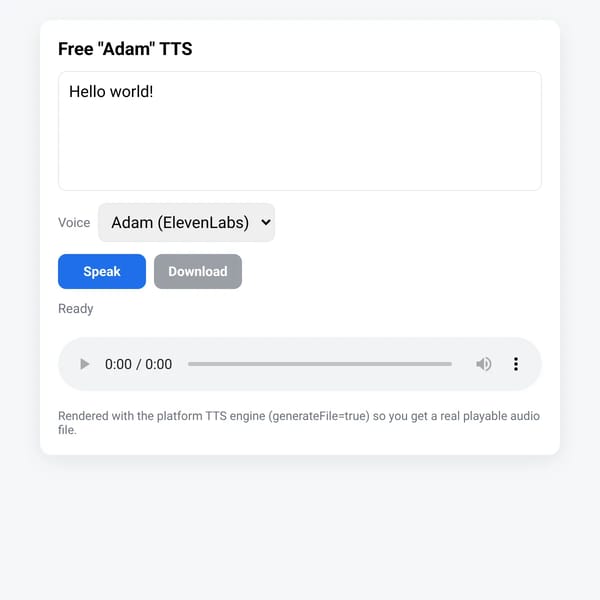 Free "Adam" TTS — Demo