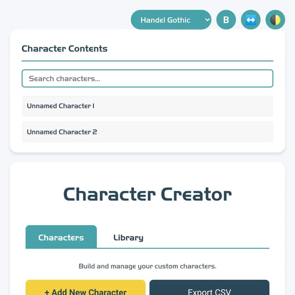 CSV Character Creator