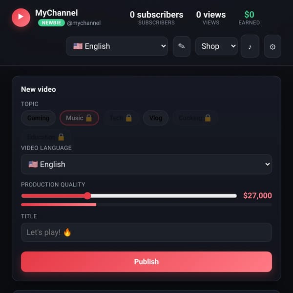 Youtube Channel Simulator II