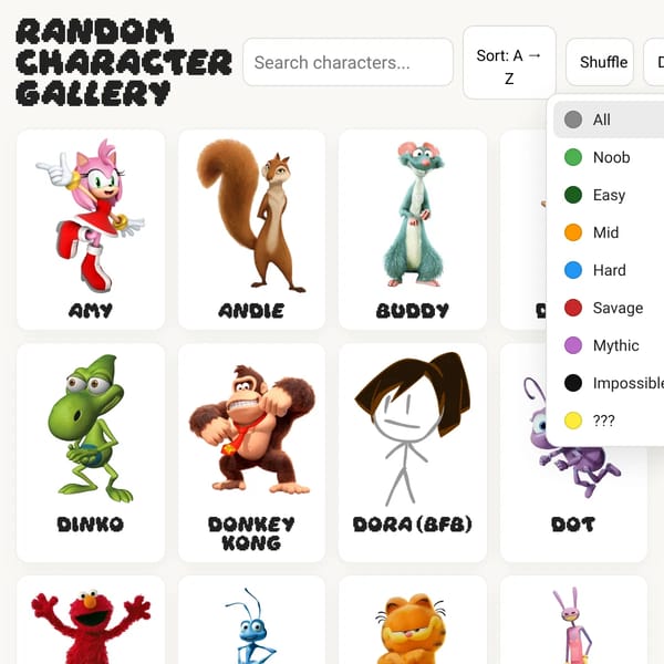 Random Character Gallery but I will add your comments
