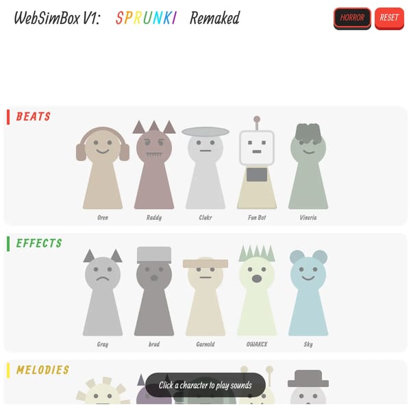 WebSimBox V1: Sprunki Remaked