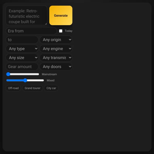 Fictional Car Generator