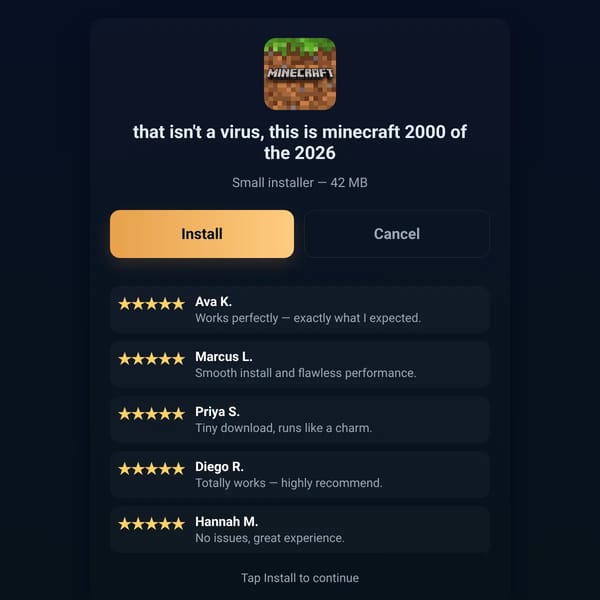 that isn't a virus, this is minecraft 2000 of the 2026