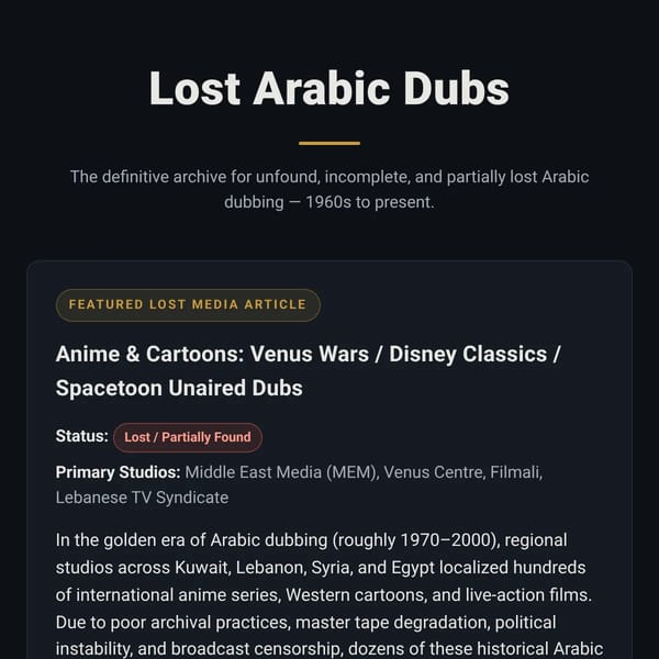 Lost Arabic Dubs