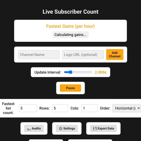 Top Sub Count Editor v3.9 Chart updates