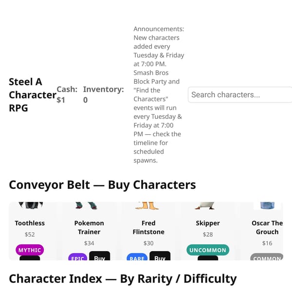 Steel A Character RPG