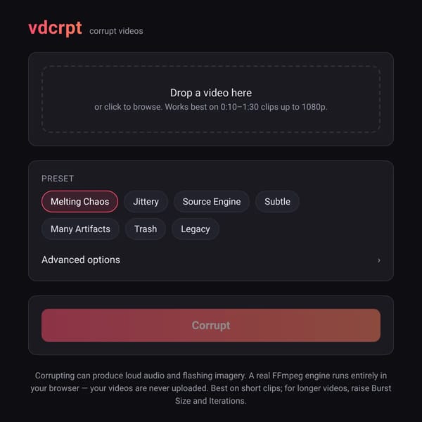 vdcrpt Video Corruptor: WebSim Port