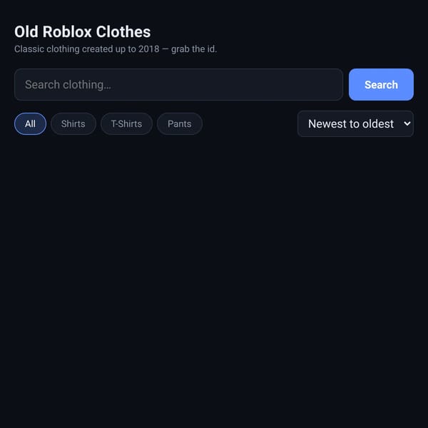 Old Roblox Clothes