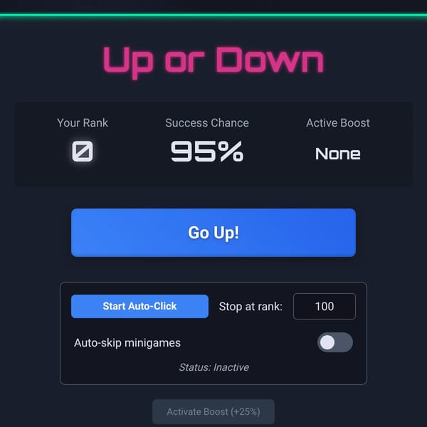 Up or Down (ranking rng game)