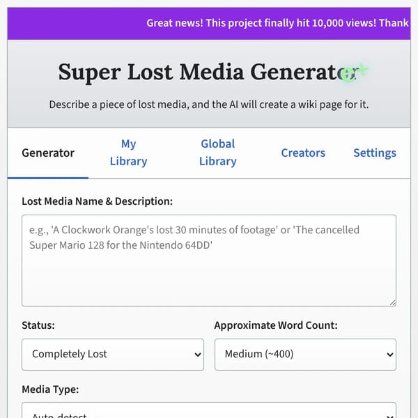Super Lost Media Generator