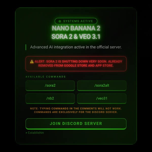 nano banana 2, veo 3.1, and sora 2, are avalible on the bot in my discord server