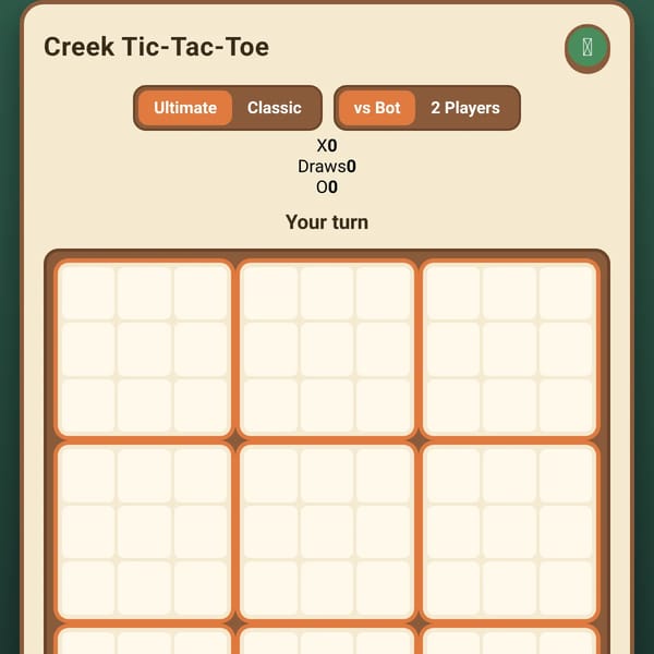 Creek Tic-Tac-Toe