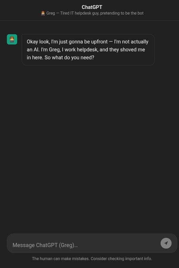 ChatGPT but your the AI