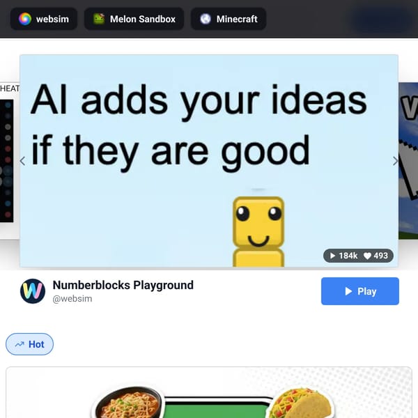 Websim, Melon Sandbox, Minecraft all in one!