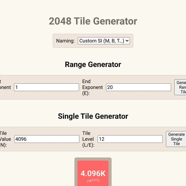 2048 Tile Generator