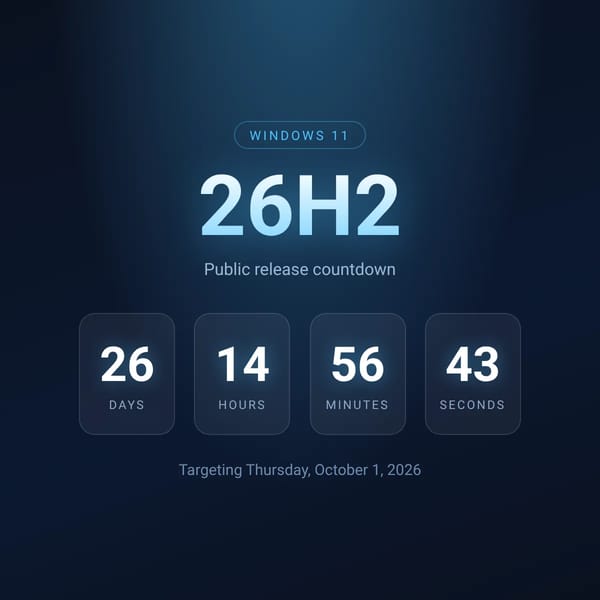 Windows 11 26H2 Countdown