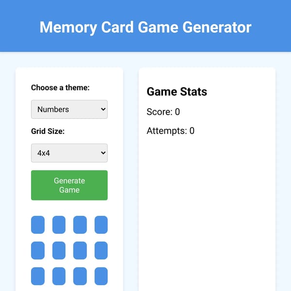 Memory Card Game Generator
st