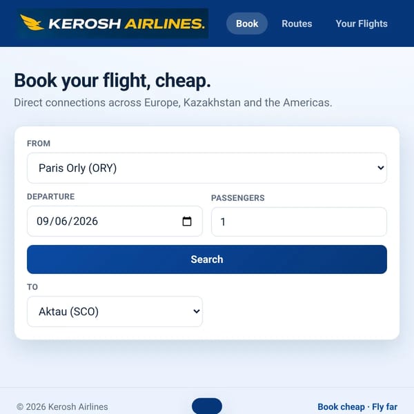 Kerosh Airlines - Book Your Flight