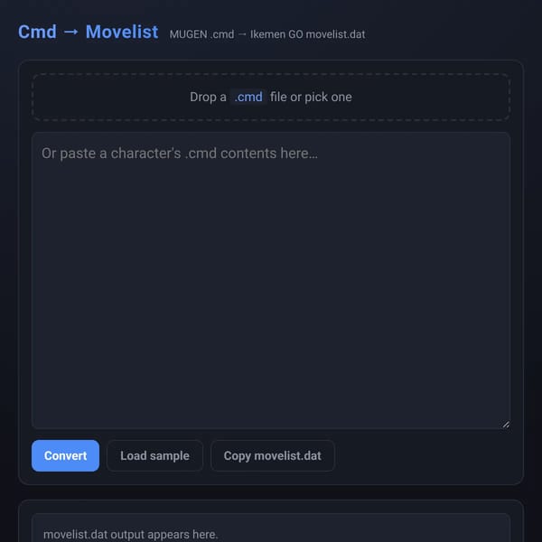 Cmd → Movelist