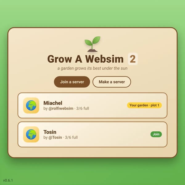 Grow A Websim 2 (UNOFFICIAL)
