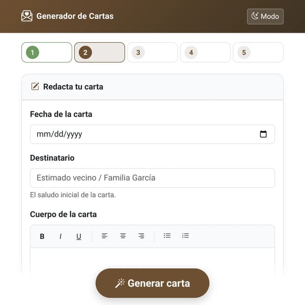 Generador de Cartas