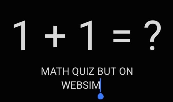 Math quiz but on websim