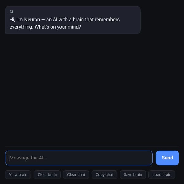 Neuron AI, an AI which remembers things.