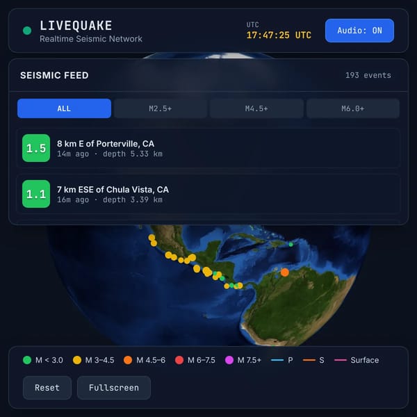 Livequake - REAL TIME EARTHQUAKE MONITORING
