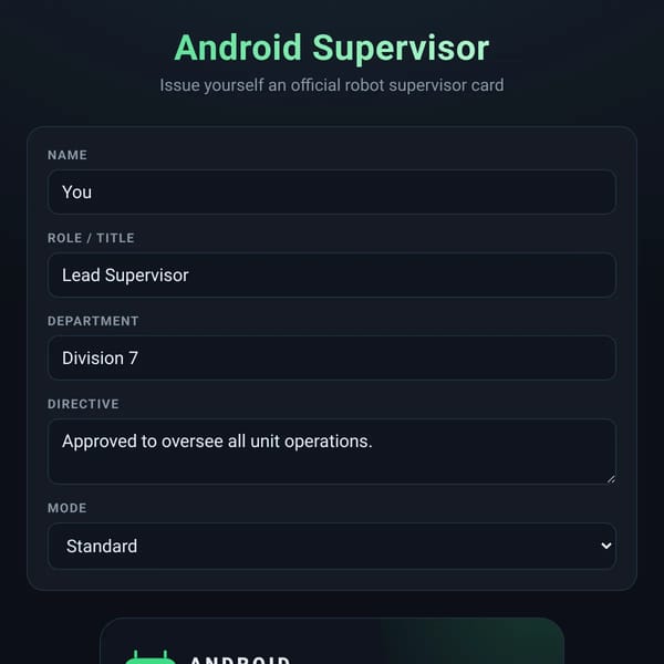 Make A Android Supervisor Card!