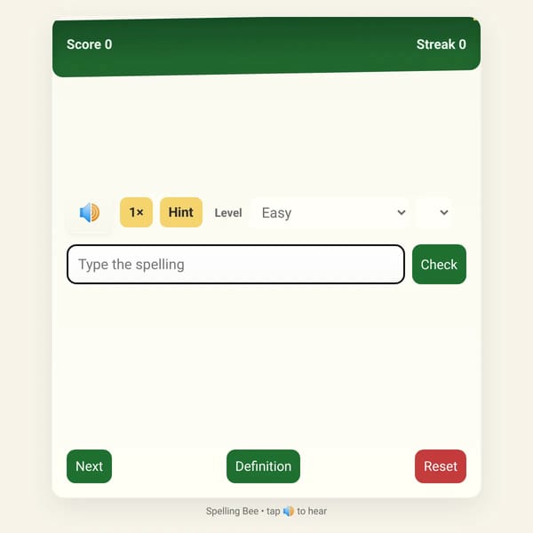 Spelling Bee Game