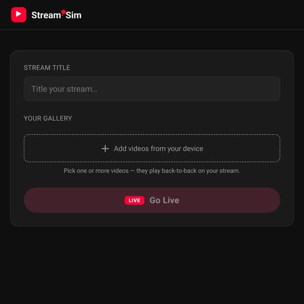 YouTube Stream Sim